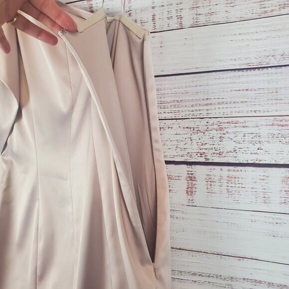 Eliza J One Shoulder Satin Sheath Dress 10 Dusty Rose Glam Event Lux Wedding NWT - Picture 9 of 16